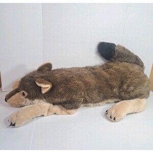 Wild Republic Timber Wolf Plush 38" Jumbo XL Realistic Laying Stuffed Animal Toy